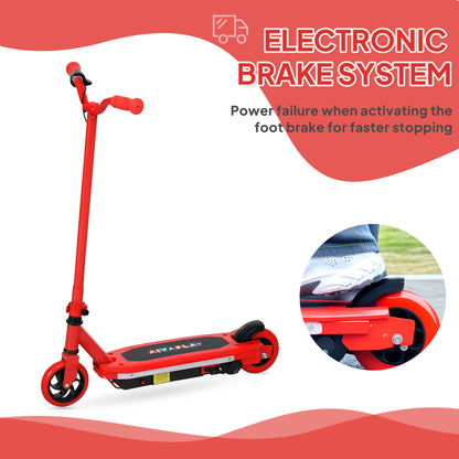 AIYAPLAY Electric Scooter for Kids Ages 6-14, with Colourful Light and Electric Brake, Kids Electric Scooter E Scooter, Up to 10 KM/H & 8 KM, Red