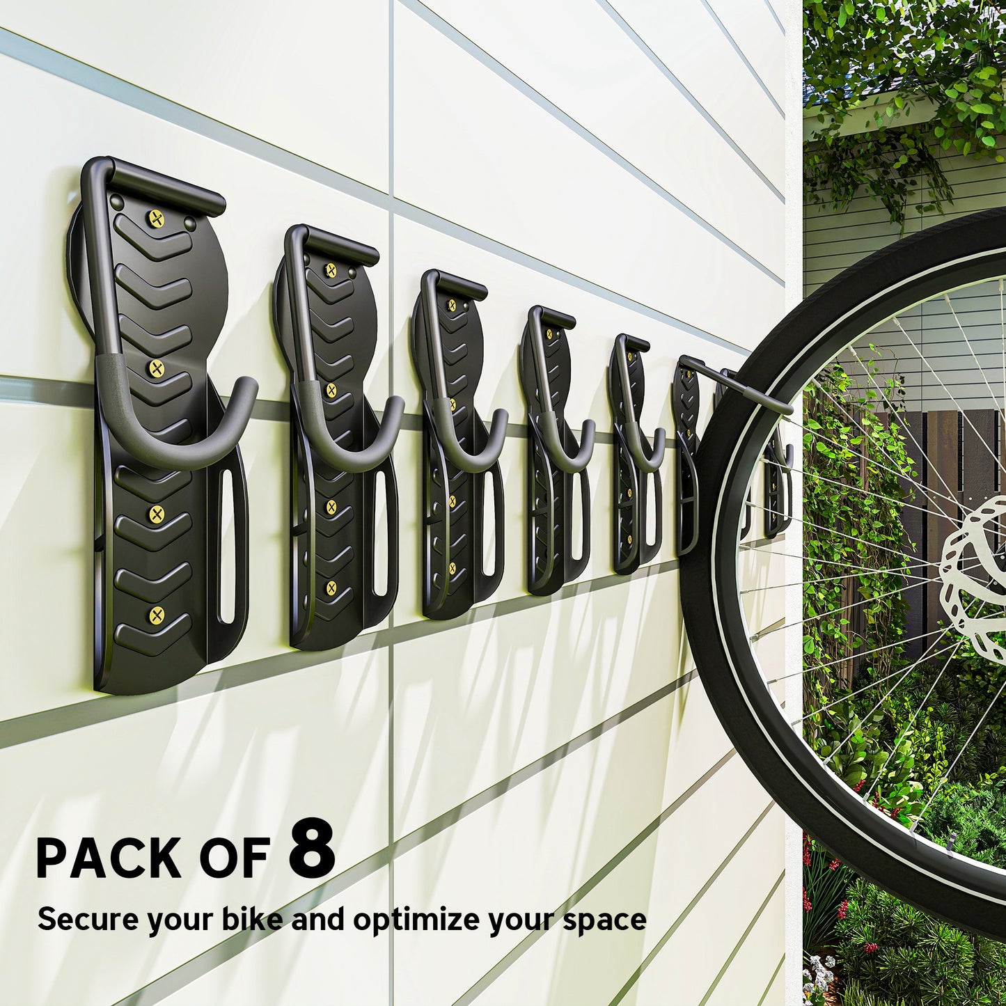 SPORTNOW 8 Pack Bike Rack, Wall Mounted Bicycle Hanger Hook, Foldable Garage Bike Wall Rack, Bicycle Storage Holder