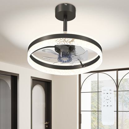 Ceiling Fan with LED Light and Remote - Black