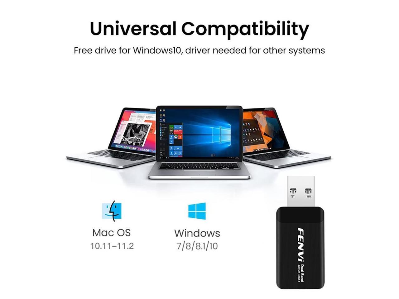 Fenvi Wireless USB WiFi Adapter for PC - 802.11AC 1300Mbps Dual Band 5G/2.4G WiFi USB 3.0 Wi-Fi Dongle for PC Desktop Laptop Windows.