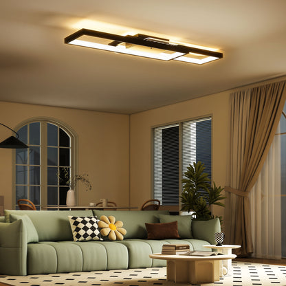 LED Ceiling Light, Modern Dimmable Ceiling Light with Wall Switch & Remote Control, Flush Mount Ceiling Lamp with 3000-6000K Colour Temperatures for Living Room, Bedroom, Black