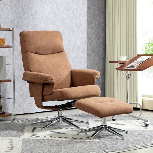 Recliner Chair with Footstool, Upholstered Velvet Fabric Armchair with Adjustable Back, Solid Wood Frame for Living Room
