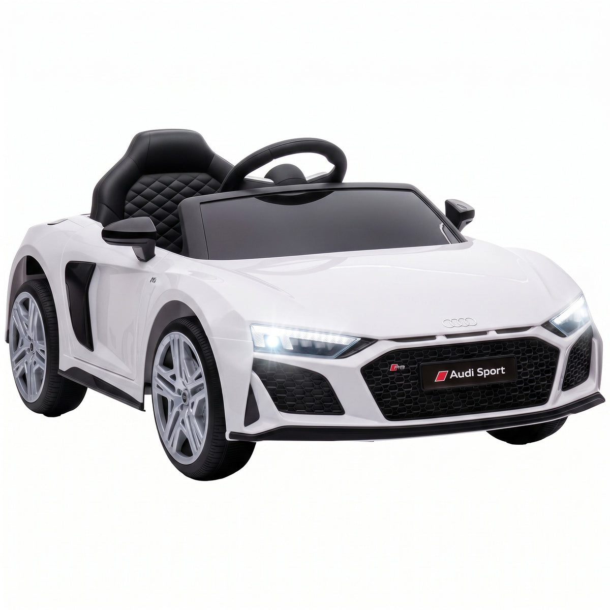 Licensed Audi R8 Spyder 12V Kids Electric Ride-On Car | 2.4G Parent Remote | Dual 12V Motors | Soft Start | Rear Suspension | 2-Point Seatbelt | Music USB Horn | 3-5km/h | 30kg | Ages 3+ | Black / Pink / White