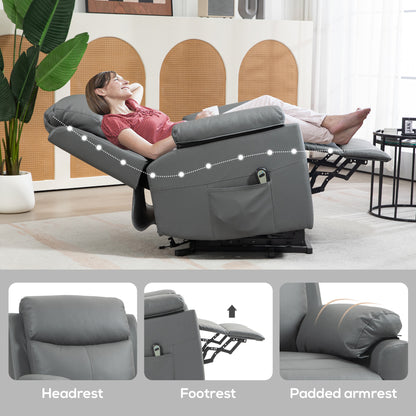 Riser and Recliner Chair Lift Chair with Remote Control, Side Pockets, Pocket Spring, Charcoal Grey