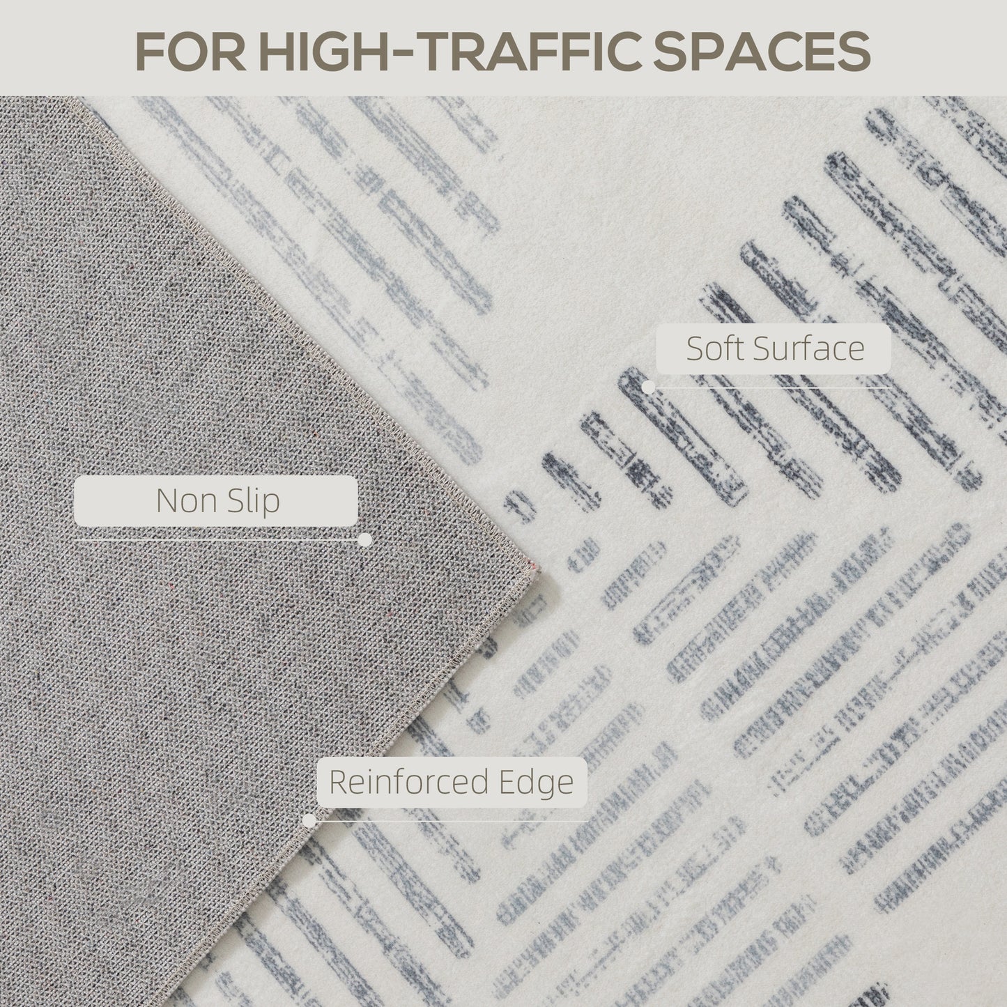 Modern Geometric Area Rug | Machine Washable | 100% Polyester Plush | TPR Non-Slip Backing | Foldable | 170x120cm | Grey | Living Room Bedroom Dining Room Home Office