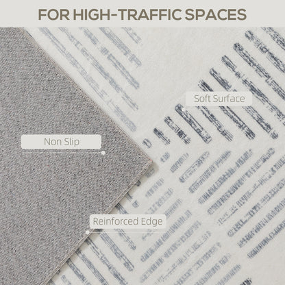 Modern Geometric Area Rug | Machine Washable | 100% Polyester Plush | TPR Non-Slip Backing | Foldable | 170x120cm | Grey | Living Room Bedroom Dining Room Home Office