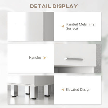 Kleankin 71" Tall Slim Bathroom Storage Cabinet, Tall Narrow Cupboard with Drawer, Open Shelves, 2 Doors Cabinets and Adjustable Shelves for Kitchen - White