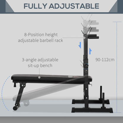 Adjustable Weight Bench Foldable Bench Press, with Barbell Rack, Black