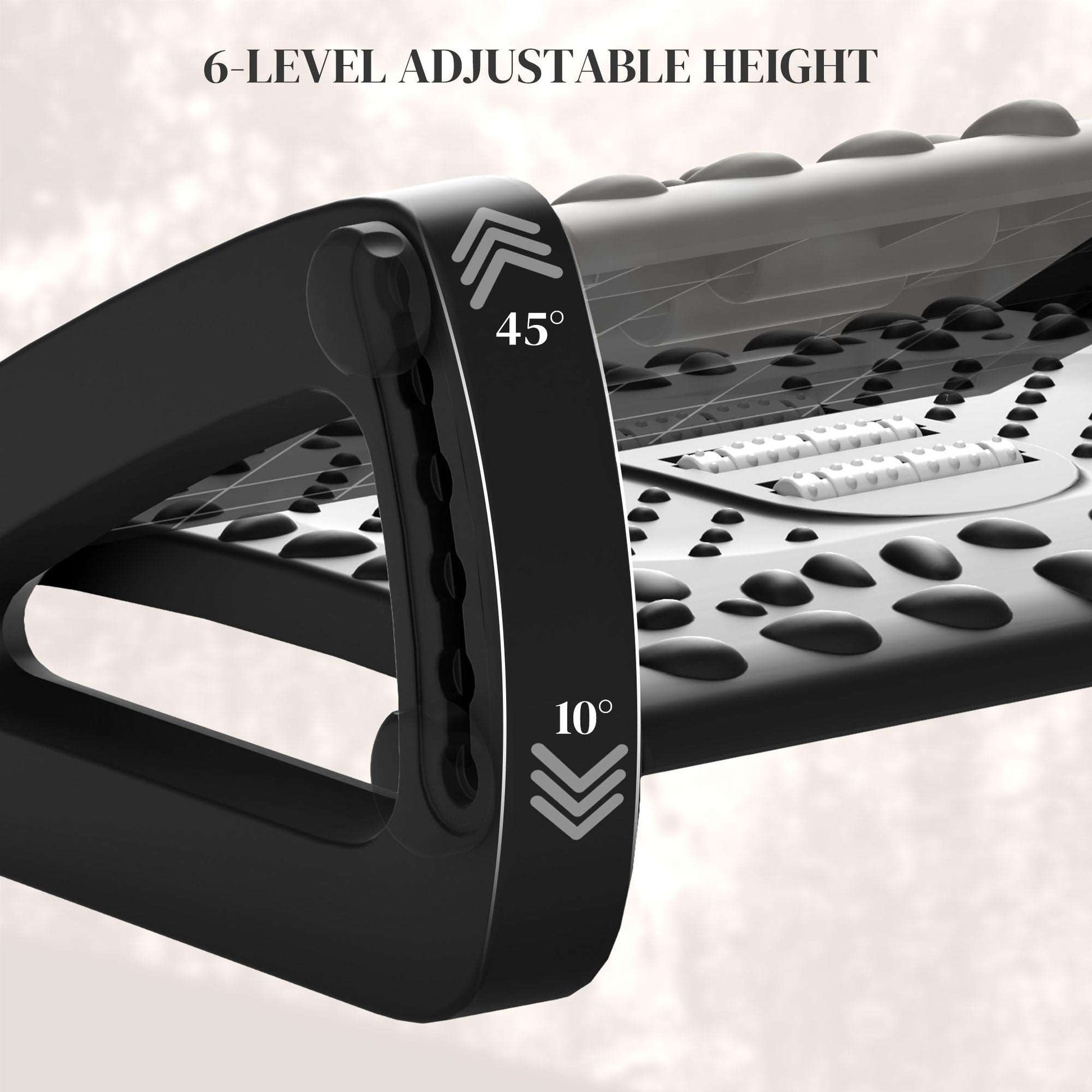 10°-45° Six-Angle Massage Footrest - Black
