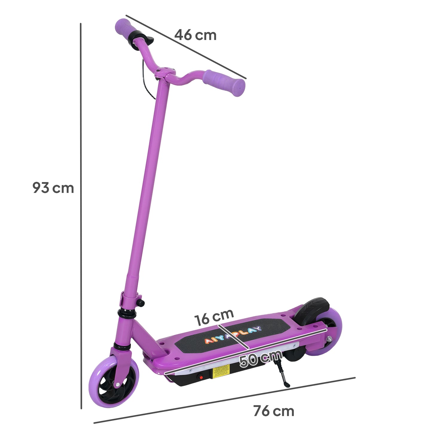 AIYAPLAY Electric Scooter for Kids Ages 6-14, with Colourful Light and Electric Brake, Kids Electric Scooter E Scooter, Up to 10 KM/H & 8 KM, Purple / Blue / Pink