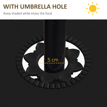 Outsunny Cast Aluminium 4 Seater Outdoor Dining Set with Cushions Parasol Hole Black