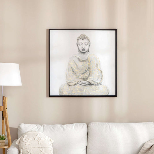 Canvas Wall Art Gold Textured Buddha Sit in Meditation, Wall Pictures for Living Room Bedroom Decor, 83 x 83 cm