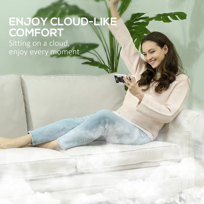 3 Seater Sofa, Modern Fabric Sofa Couch with Spring Cushion, Rubber Wood Legs, 191cm Upholstered Settee for Living Room, Bedroom, Office