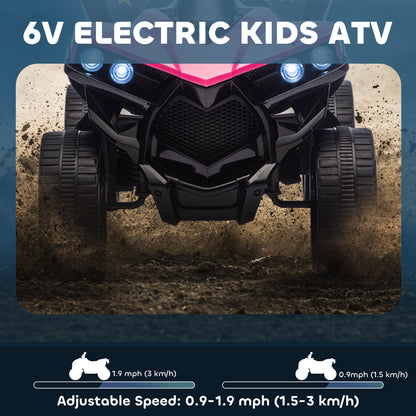 6V Kids ATV, 4 Wheeler Electric Ride on Car with Music and LED Headlights, for Ages 3-8 Years Boys and Girls