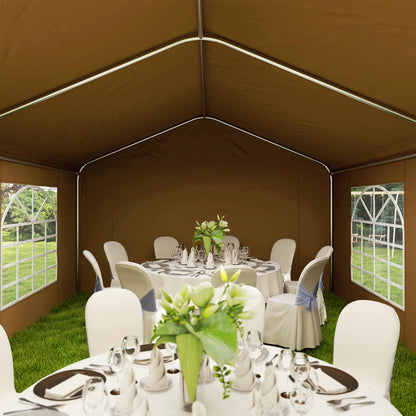 6m x 4m Garden Gazebo, Galvanised Marquee Party Tent with Removable Sides and Windows for Parties, Wedding and Events, Yellow