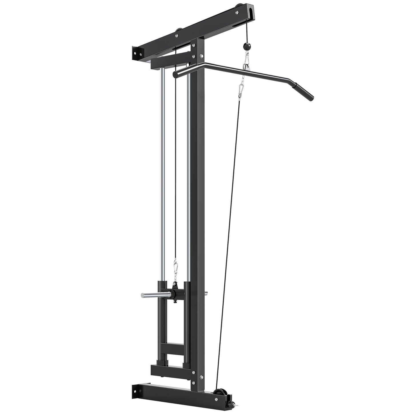 SPORTNOW Wall Mounted Lat Pull Down Machine, Crossover Cable Machine with High & Low Pulleys for Home Gym Full Body Workout