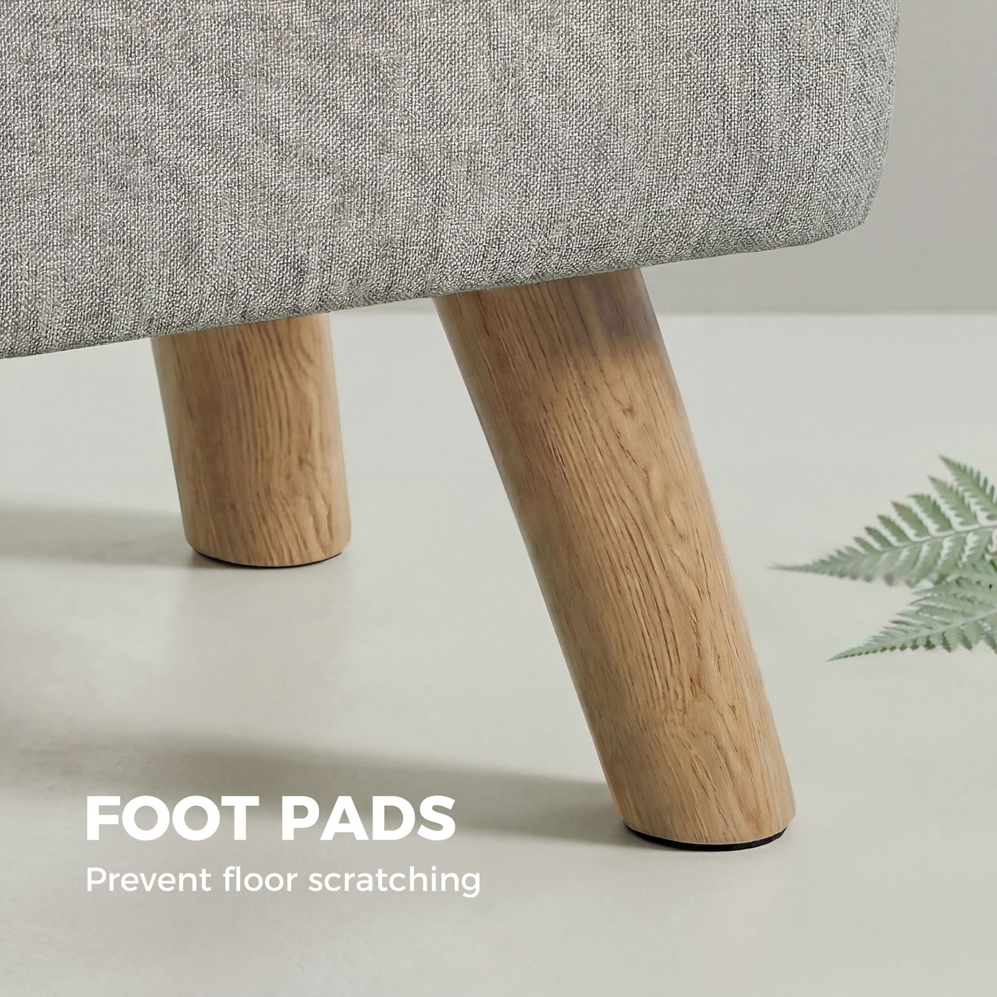 Square Padded Footstool Ottoman Pouffe | Tufted Linen-Look | Light Brown