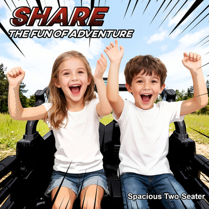 AIYAPLAY 24V Electric Ride on Car, 2-Seater Electric Car for Kids with Remote, Bluetooth, Soft Start, Suspension Spring