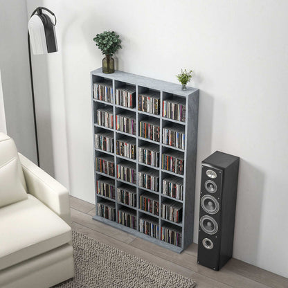 CD Storage Unit with Adjustable Shelves, 89 x 130.5 cm, Cement Grey