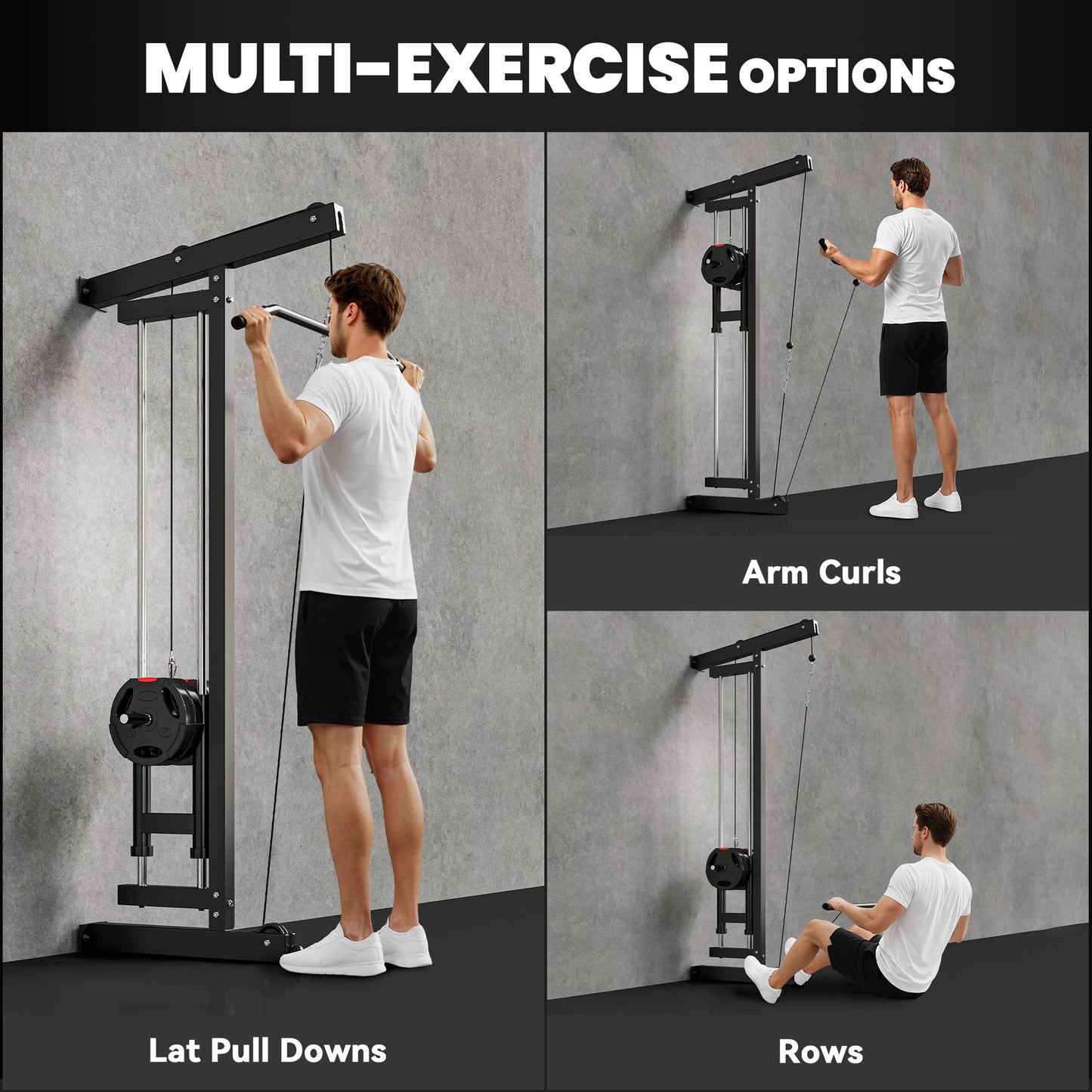 SPORTNOW Wall Mounted Lat Pull Down Machine, Crossover Cable Machine with High & Low Pulleys for Home Gym Full Body Workout