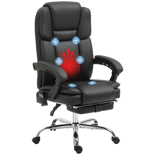Vinsetto Six Point Vibrating Massage Office Chair - Black / Dark Brown