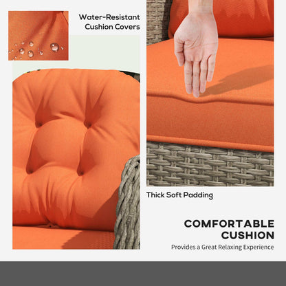 Outsunny Four-Piece Rattan Sofa Set, with Glass-Top Table - Orange