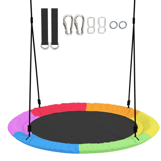 Kids Tree Saucer Swing 120cm – 300kg Capacity, Fits 4 Children, Adjustable Ropes, Tree Straps & Carabiners, Washable Oxford Fabric, EN71 Tested, Ages 3–8