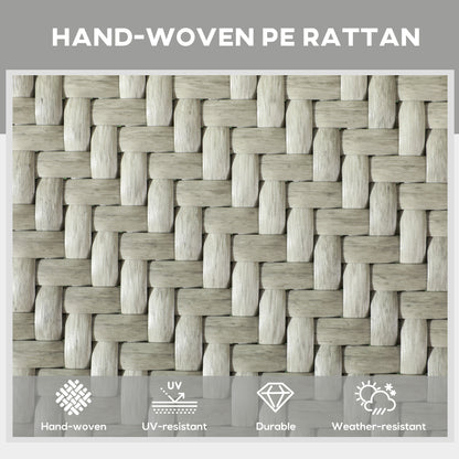 Outsunny Foldable Outdoor PE Rattan Sun Lounger Set of 2, Patio Wicker Recliners Lounge Chair w/ 5-Level Adjustable Backrest - Mixed Grey