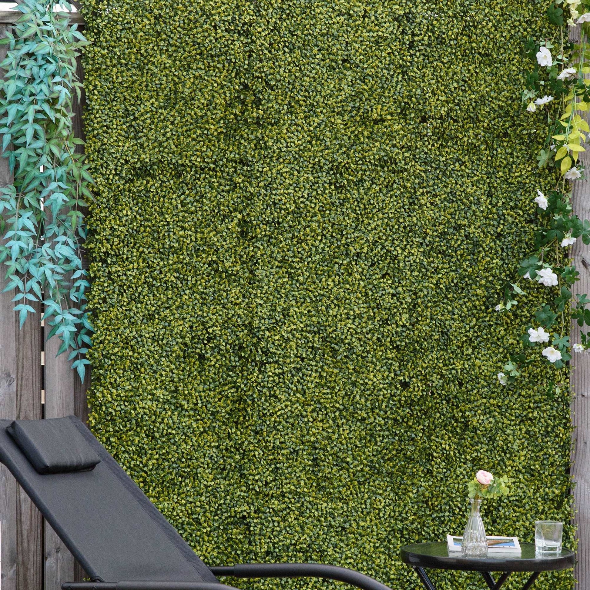 12 Pieces Artificial Wood Paneling for Walls 20" x 20" Grass Privacy Fence Screen Faux Hedge Greenery Backdrop Encrypted Milan Grass