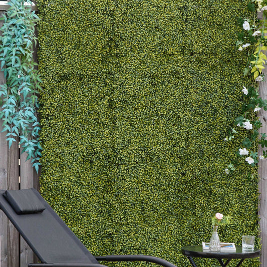 12 Pieces Artificial Wood Paneling for Walls 20" x 20" Grass Privacy Fence Screen Faux Hedge Greenery Backdrop Encrypted Milan Grass
