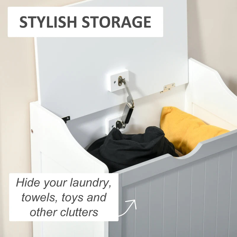 Kleankin Bathroom Laundry Cabinet Bin Free Standing Towel Storage Chest with Raised back and Shaker Style Door