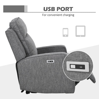 Electric Recliner Armchair, Recliner Chair with Adjustable Leg Rest, USB Port, Charcoal Grey