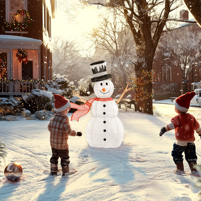 Outsunny 3FT Lighted Christmas Snowman, Waterproof Light up Yard Decor with 78 Warm-White LED Lights for Indoor Outdoor Garden, White