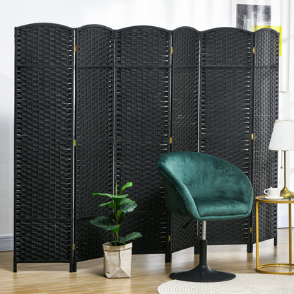 6 Panel Folding Room Divider, Freestanding Privacy Screen for Living Room, Bedroom and Office, 240 x 170cm, Black