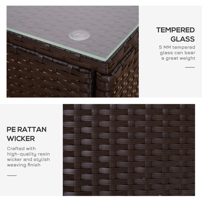 Outsunny 3 Pieces Outdoor Rattan Bistro Set, Patio Wicker Balcony Furniture With Steel Frame, Conservatory Set Coffee Table & Cover, Dark Blue