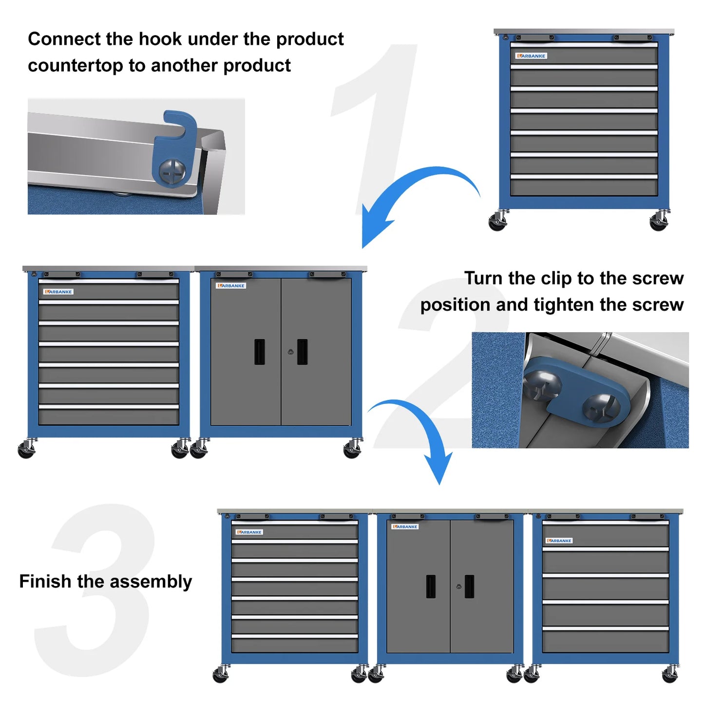 Combination Tool Cabinet,3 Different Types of Tool Cabinets:5-Drawer/7-Drawer/Double-Door Tool Cabinet