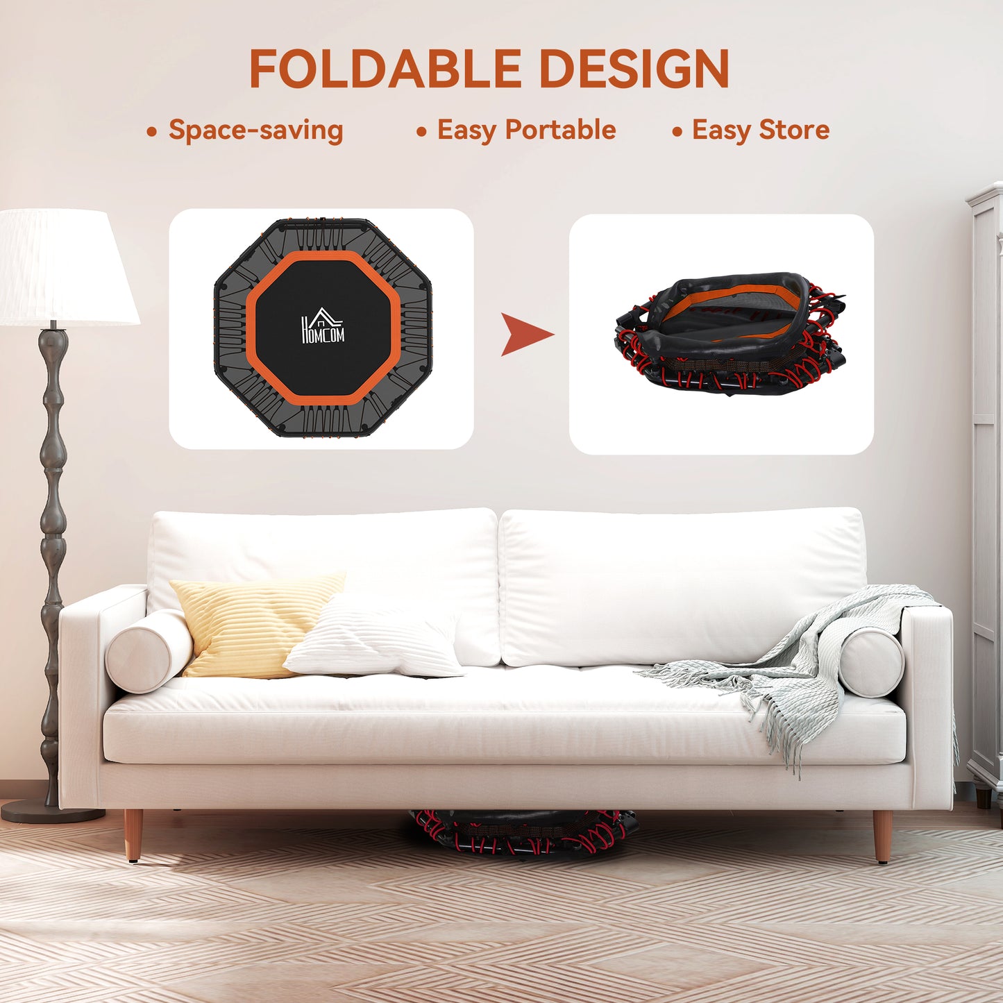 Fitness Trampoline, Bouncer with Adjustable Handle, Max Load 150 kg