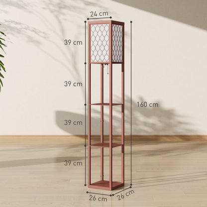 Three-Shelf Standing Lamp - Brown/White