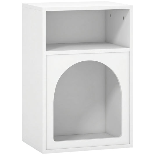 MDF Arch Bedside Table | 2 Open Compartments | Compact Design | Fits Narrow Spaces | 35kg Capacity | 40x30x60cm | White