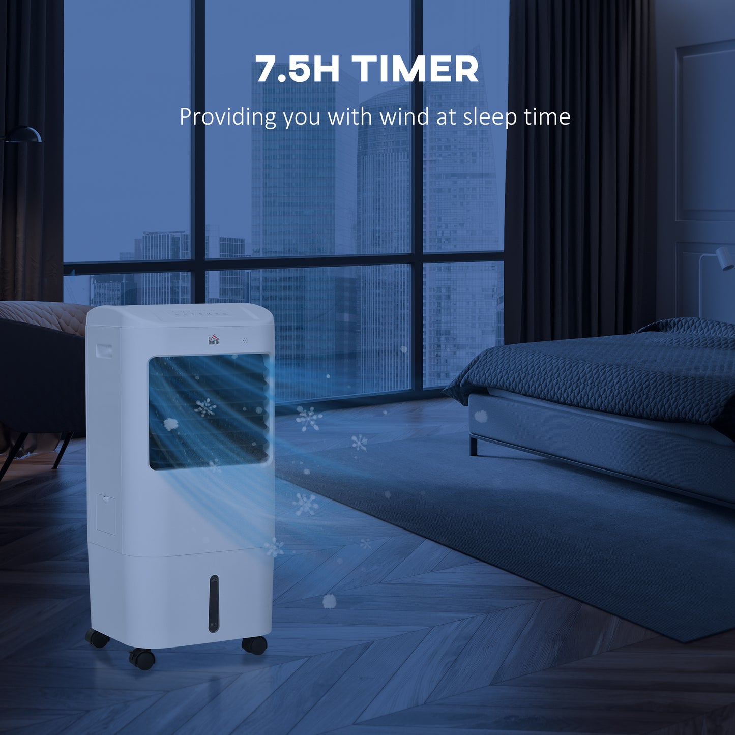 78cm Portable Evaporative Air Cooler, 3-In-1 Ice Cooling Fan Cooler, Humidifier Unit with Remote, 7.5H Timer, Oscillating 15L Water Tank White