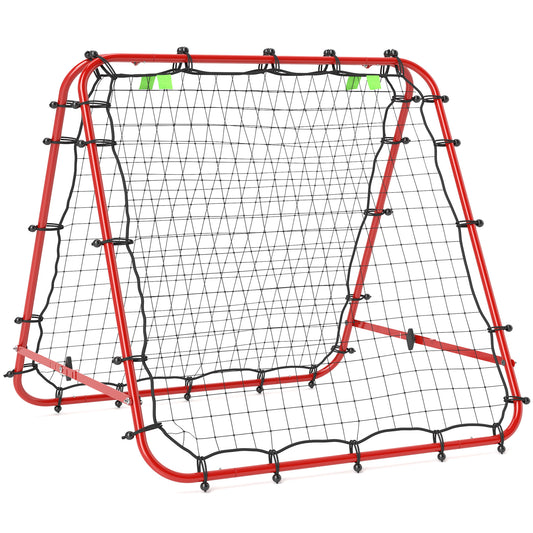 Double Sided Football Rebounder Net, Football Rebound Goal with 5 Adjustable Angles, Red / Black