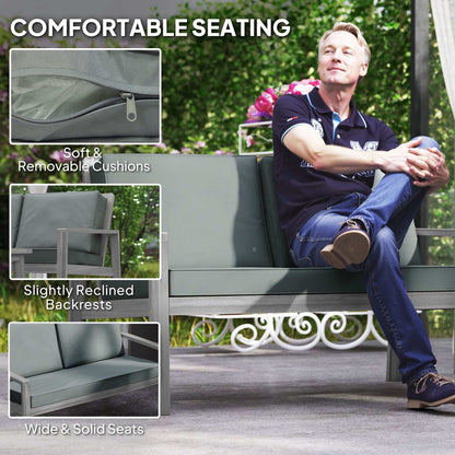 Outsunny 4-Piece Acacia Wooden Garden Furniture Set with Cushions - Light Grey