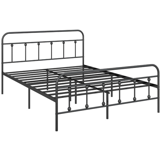 5ft King Platform Bed Frame with Underbed Storage Tall Headboard Steel Slat No Box Spring Needed Easy Assembly
