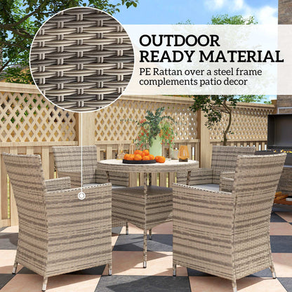 Outsunny Five-Piece Rattan Garden Set, with Two-Tier Table - Grey