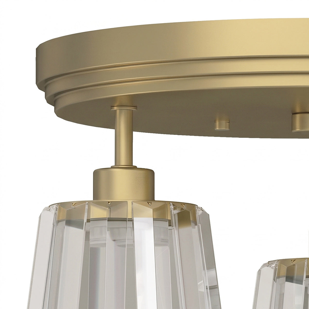 3-Light Crystal Glass Ceiling Light | Triple E27 Sockets | Clear Crystal Shades | Ø32cm | 40–120W | 220–240V | Hallway Bedroom Living Room | Bulbs Not Included | Gold Tone