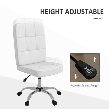 Vinsetto Armless Office Chair Faux Leather Desk Chair with Adjustable Height White