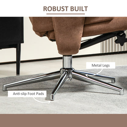 Recliner Chair with Footstool, Upholstered Velvet Fabric Armchair with Adjustable Back, Solid Wood Frame for Living Room