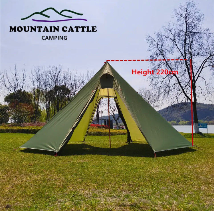 Ultralight Camping Pyramid Tent Rainproof Bushcraft Tent Hight 1.6M/2.2M Outdoor Backpacking Shelter For Birdwatching Cooking