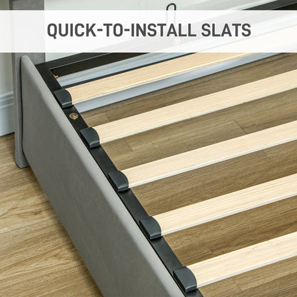 King Size Ottoman Bed Frame, with Front Drawer - Grey