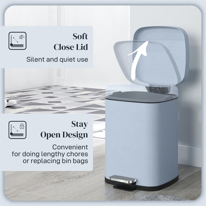 12L Modern Boxy Metal Home Kitchen Bin - Light Blue